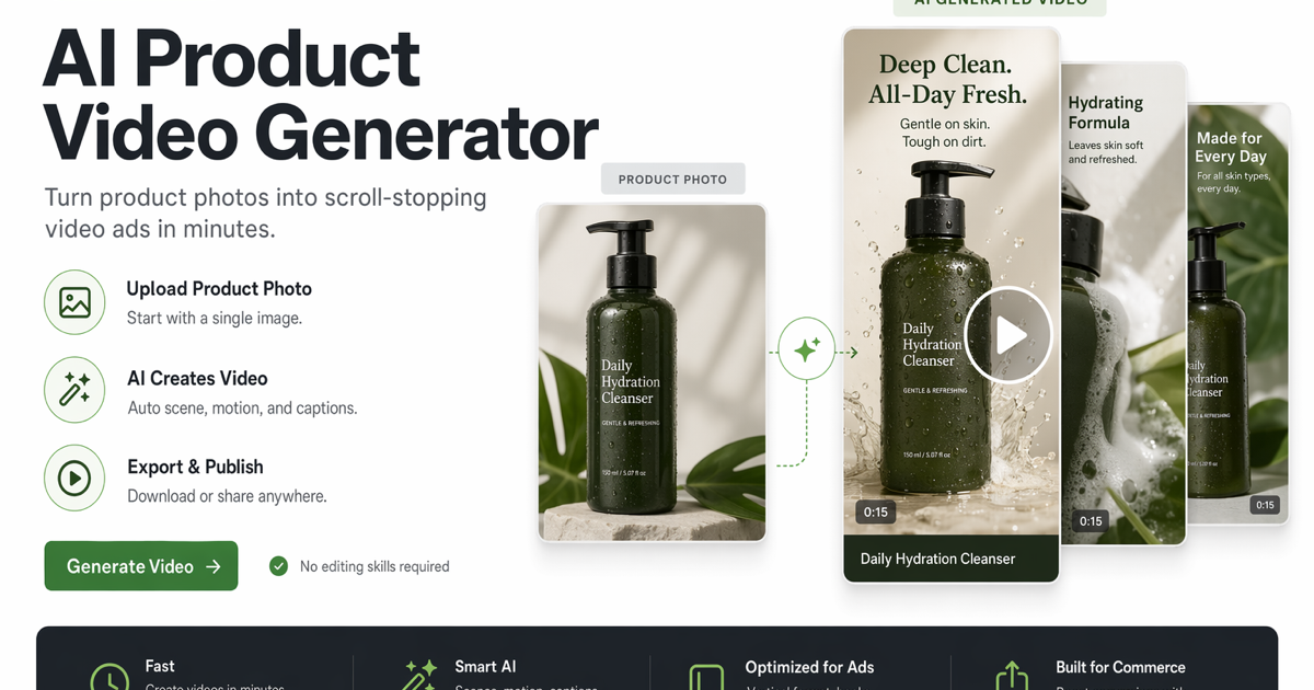 AI Product Video Generator: Turn Product Photos into Video Ads