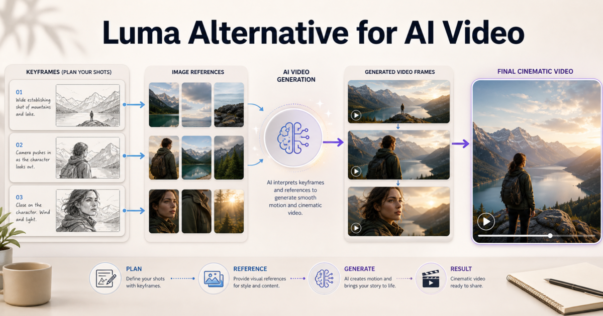 Luma alternative for keyframe and image-to-video workflows.