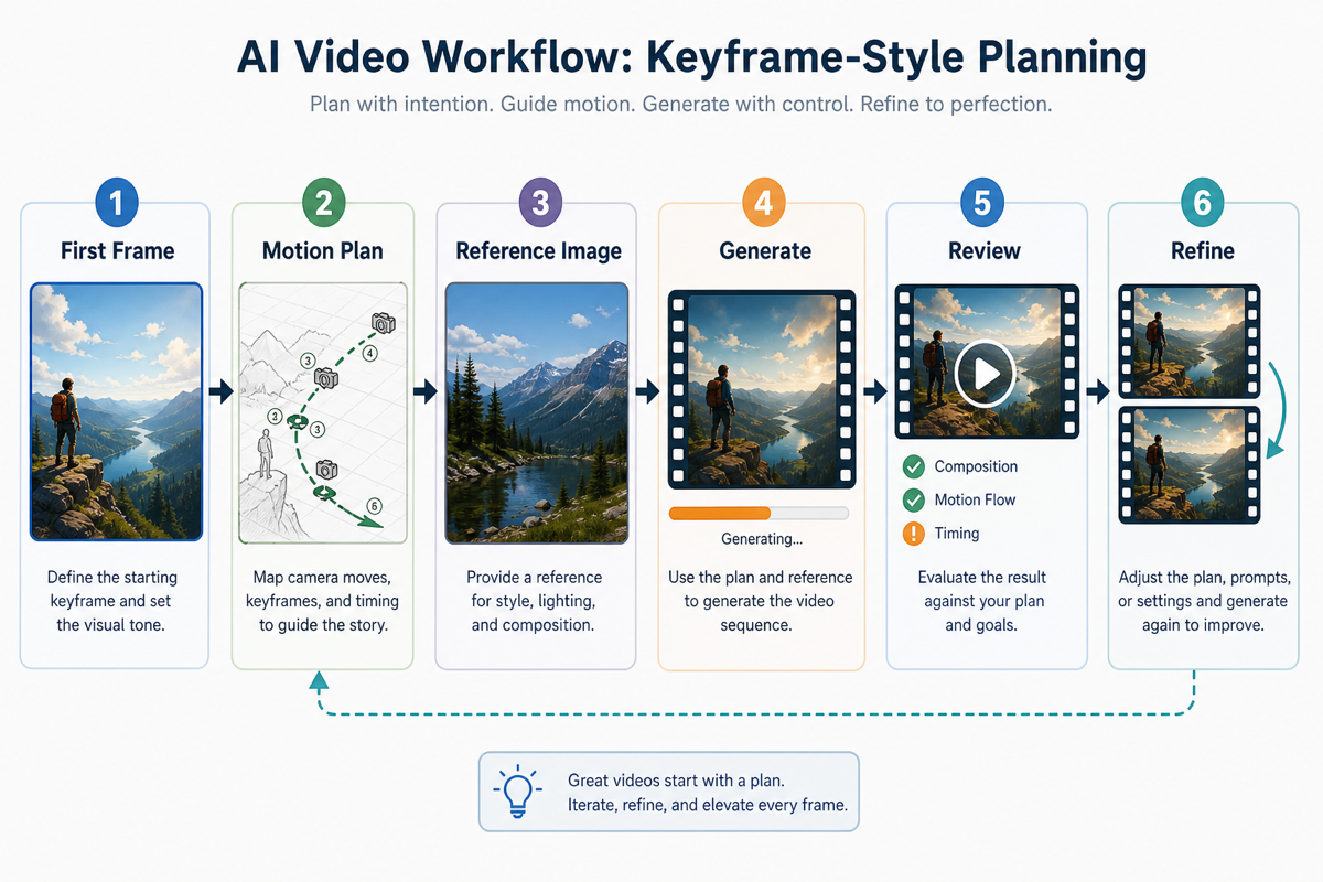 Keyframe-style AI video workflow.