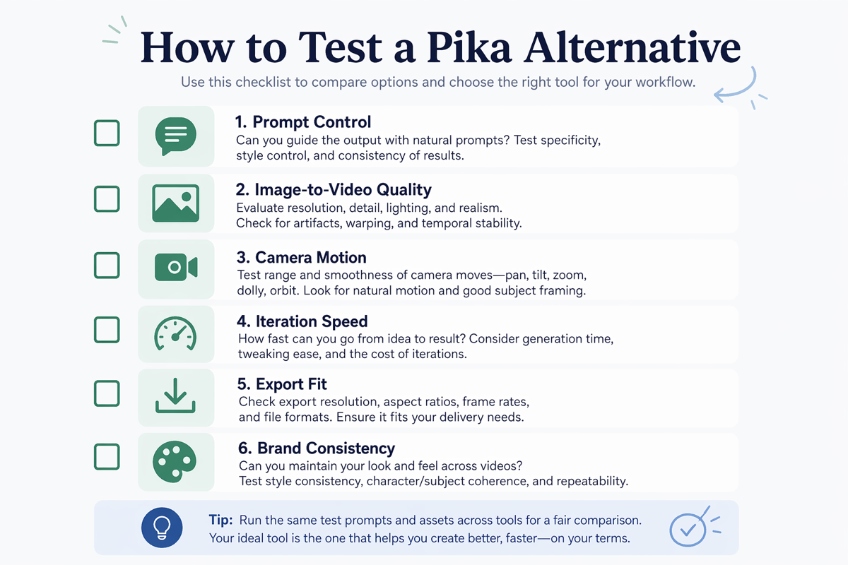 Checklist for testing a Pika alternative.
