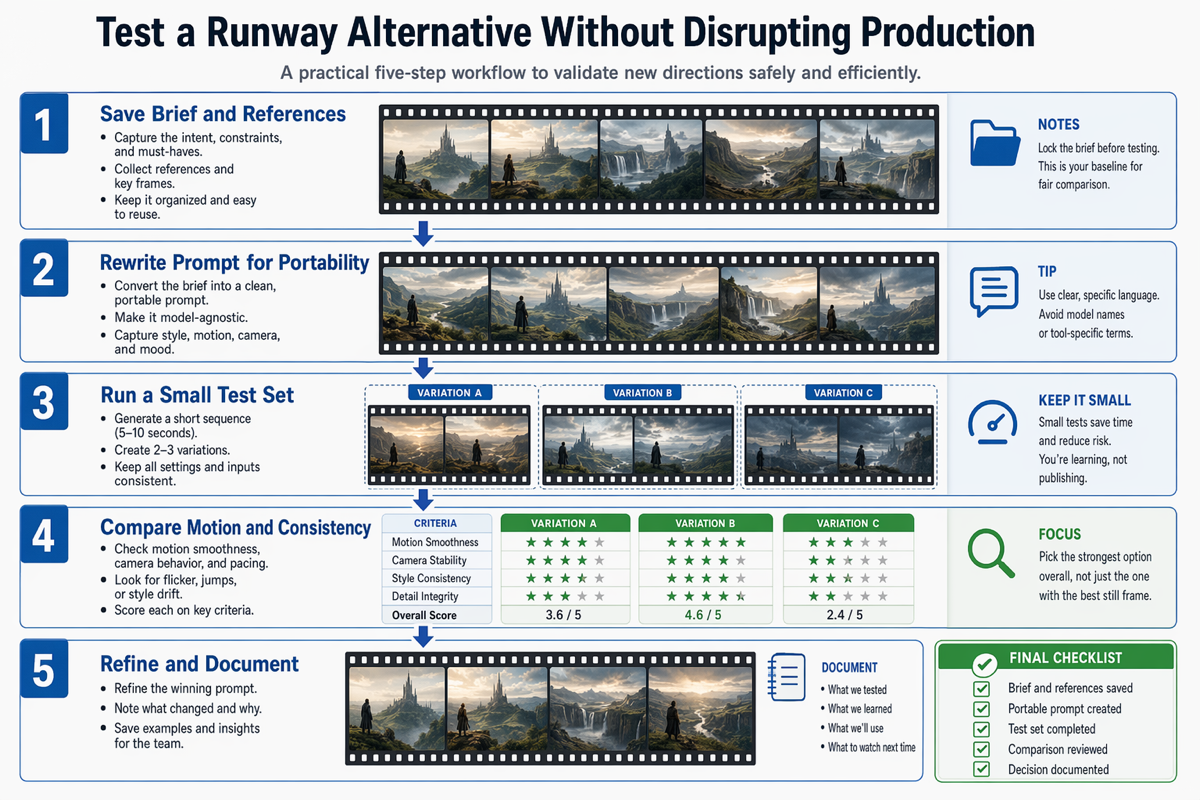 Workflow for testing SeedVideo AI as a Runway alternative.
