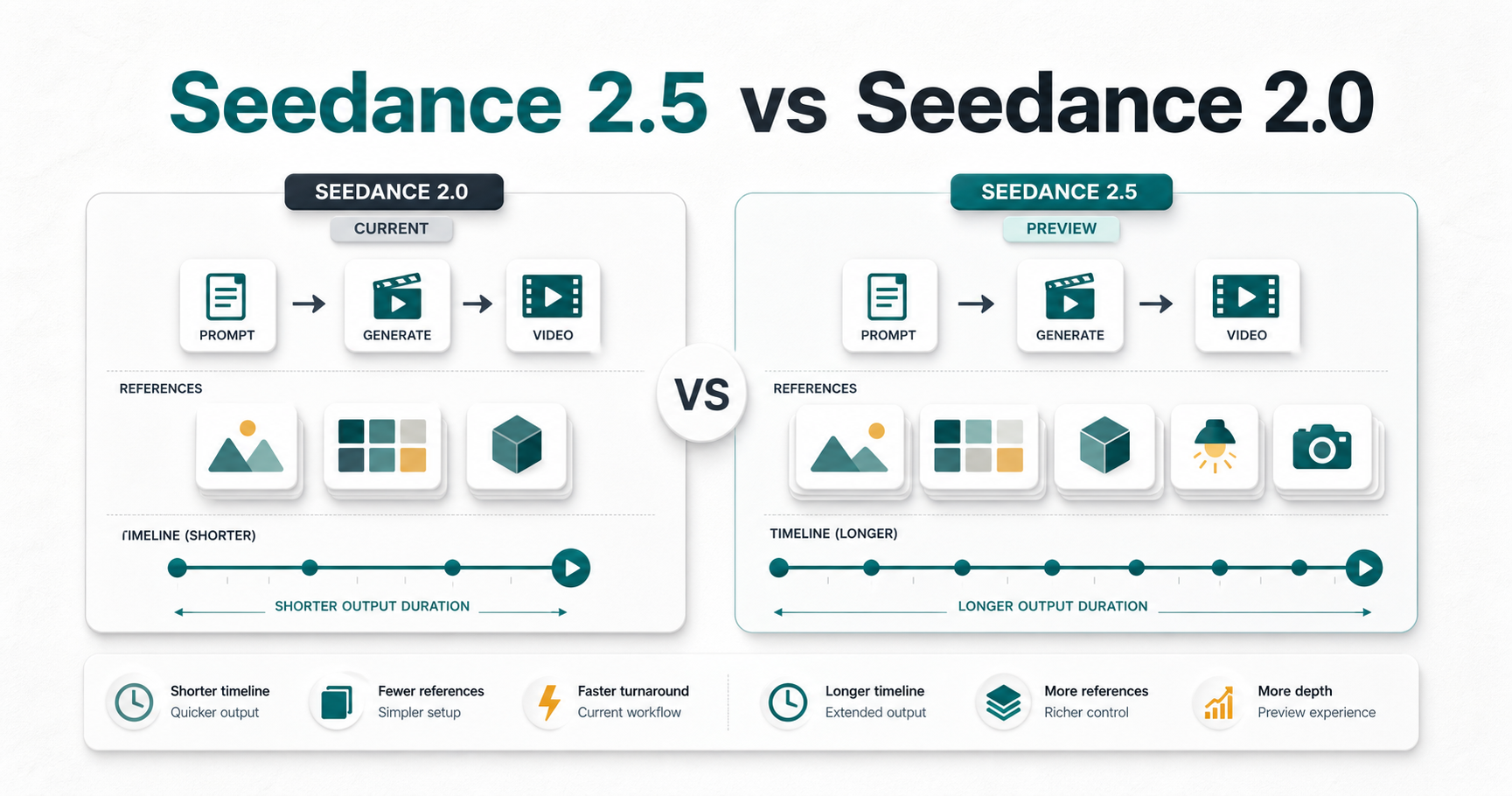 Seedance 2.5 与 Seedance 2.0 对比图。